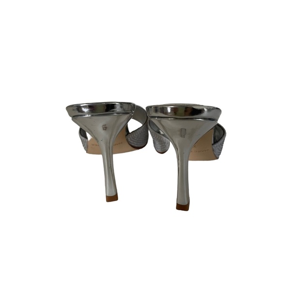 Marc Fisher Silver Chrome Boxy Diamond Bling Wedding Formal Square Heels size 7 - Picture 4 of 8